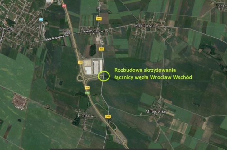 Rozbudowa skrzyżowania łącznicy węzła Wrocław Wschód. Źródło: GDDKiA